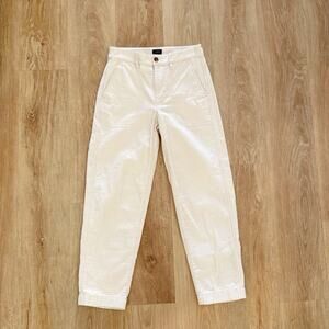 J. Crew Pants Women’s Size 0 Ivory 100% Cotton Coastal Grandmother Carrot Leg